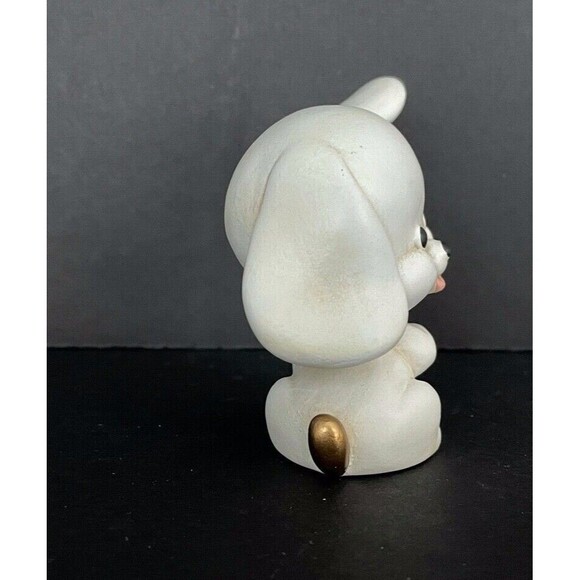 Vintage EGAN Adorable Puppy Dog Ceramic Porcelain Figurine Ivory & Gold - Picture 4 of 7